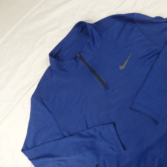 Nike Sweater Dri-Fit Mens XL Royal Blue Quarter Zip Pullover Golf Running - Picture 3 of 7